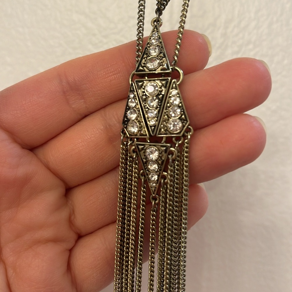 Mixed Bronze metal tassel necklace 14.5 inch length